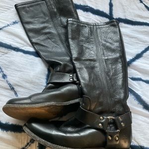 Frye Phillip Harness Black Leather Boots Women’s Size 6.5.  Beautiful leather.